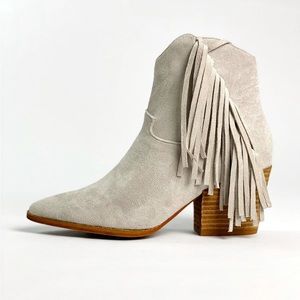 CCOCCI Light Gray Suede Ankle Boots with Tassels